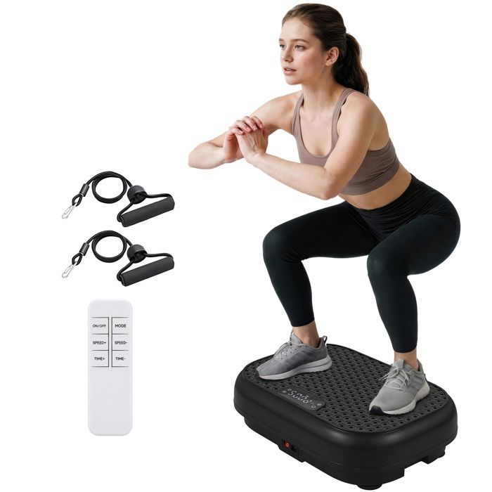 Plateforme vibrante fitness - SPORTNOW - 200W plaque vibrante 120 vitesse 5 programmes - acier - 48 x 32 x 12,5 cm - noir