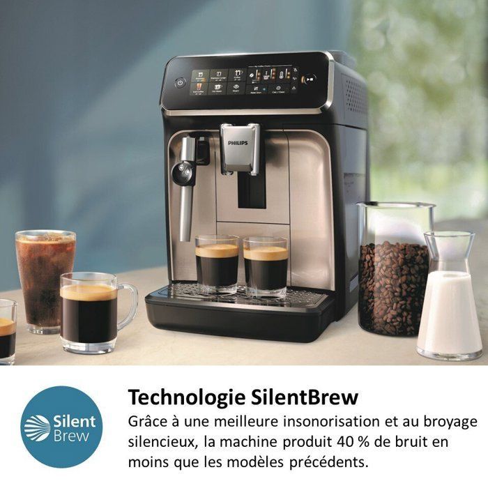 Expresso broyeur Philips EP3329/70 Machine à café à grain Noir mat Série 3300 avec mousseur à lait