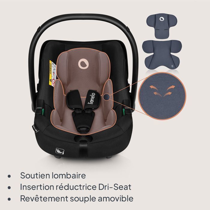 Silla de coche LIONELO Astrid i-Size 40-87 cm - Portabebés - Homologada por ADAC - Ligera - Grupo 0+ - Negro/Gris