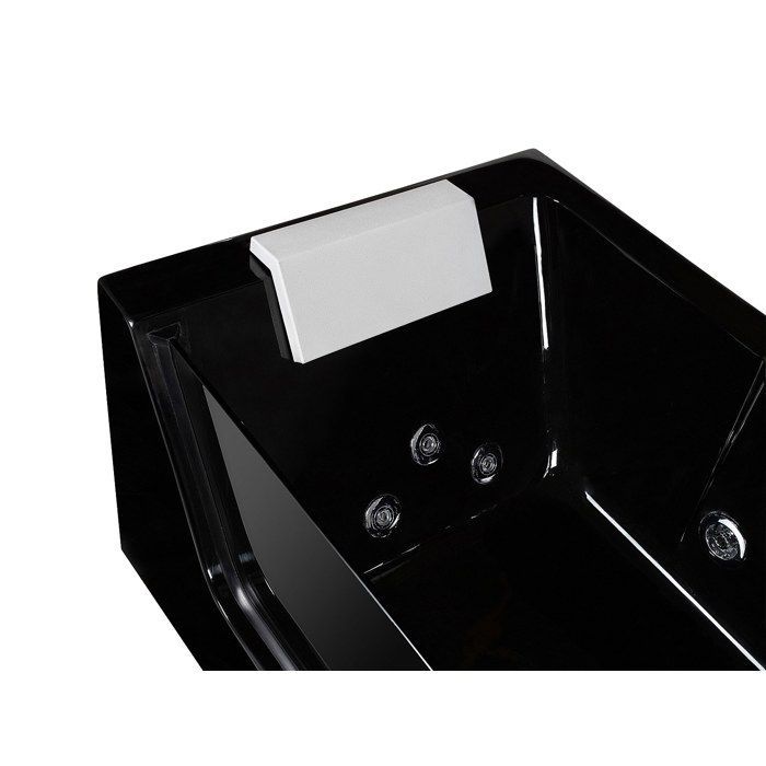 Vasca idromassaggio con frontale in vetro - 170 x 80 x 57 cm - Nera - Angolo sinistro - Capacità 1 persona - 263 L - ARIA