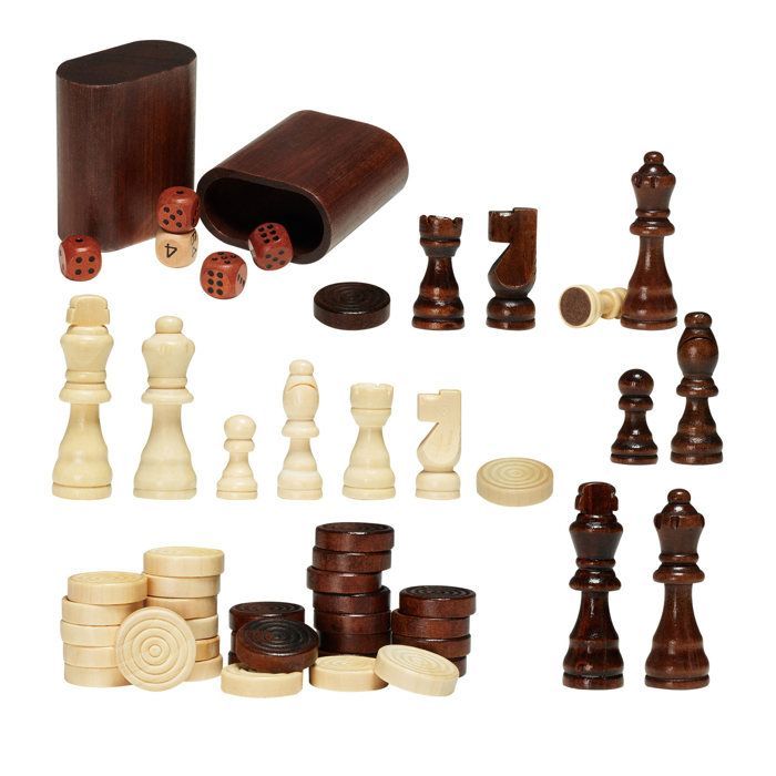Set da gioco - DUOKU - 3 in 1 - Scacchiera in legno di Sapele - 45 cm - Per interni
