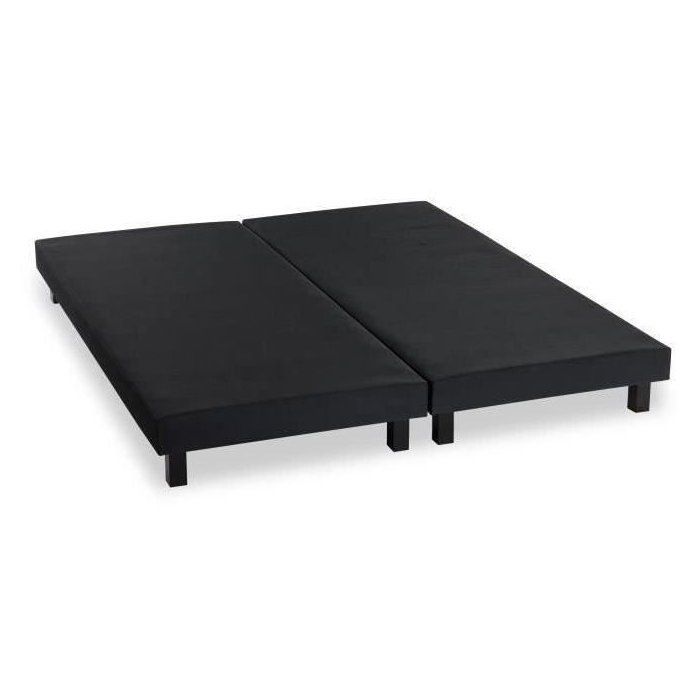 Sommiers tapissiers à lattes 2x80x200 cm - Bois massif Noir + Pieds - DEKO DREAM Rakenne