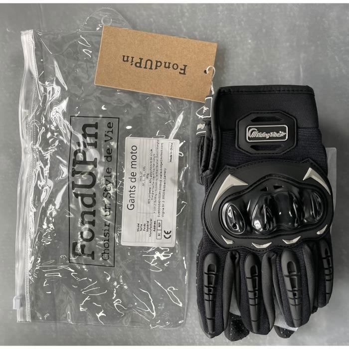 Guantes de moto, unisex, para scooter de entretiempo, compatibles con pantallas táctiles, transpirables para coche, moto y bicicleta - Negro
