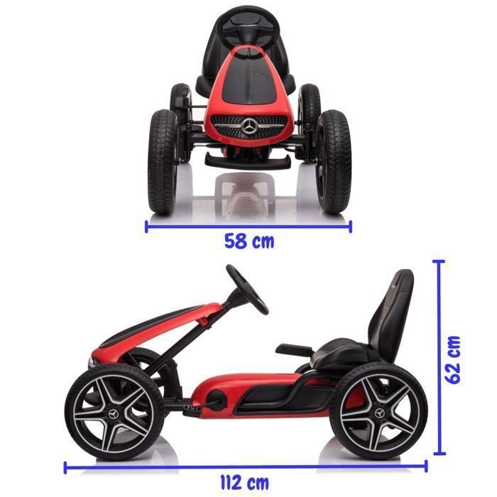 Kart de pedales MERCEDES-BENZ - Rojo - Para edades de 3 a 7 años - Producto con licencia oficial - Neumáticos de EVA - Asiento de cuero