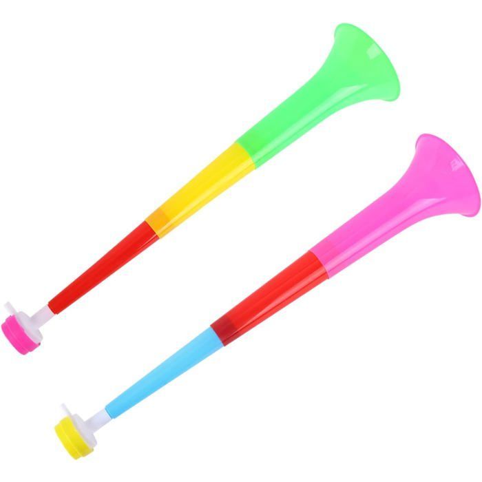 Conjunto de 2 altavoces de vuvuzela de 52 cm de tono agudo, 3 bandas con cambio de tono, trompeta para espectadores.