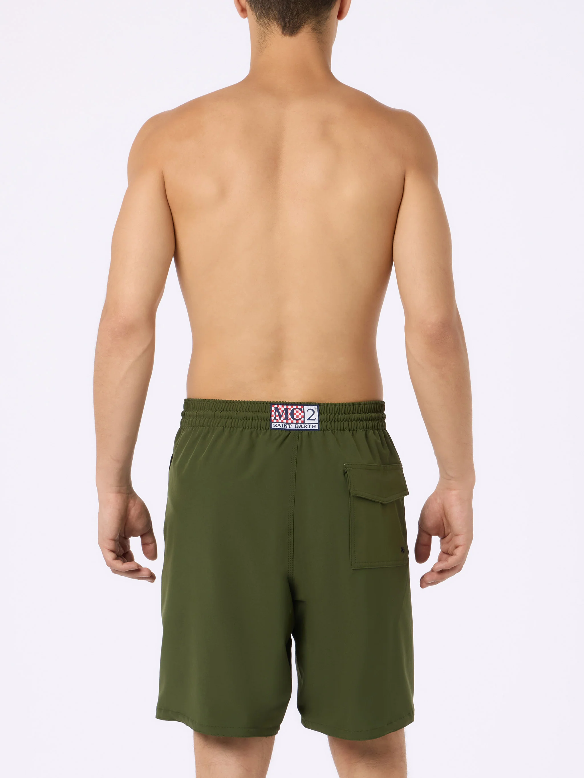 Zwempak met lange stretch Comfort Surf militaire groene kleur