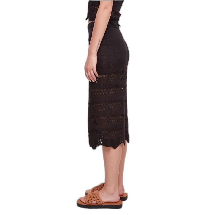 Gonna a tre quarti in maglia all'uncinetto da donna Urban Classics - Nera - XS