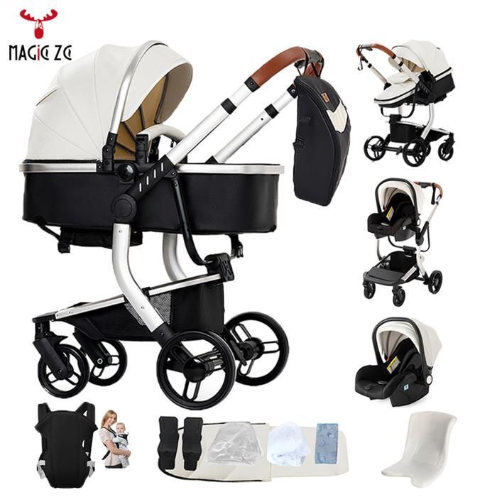 Magic ZC kinderwagen 3-in-1 waterdicht PU-leren reissysteem met grote opbergruimte voor zeven kinderen