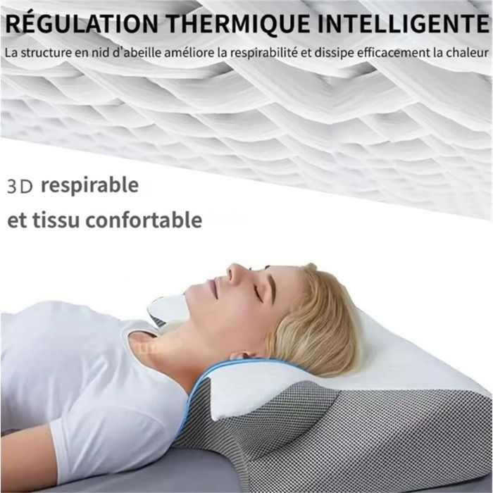 Almohada ergonómica para la apnea del sueño, almohada anti-apnea del sueño, almohada ergonómica de espuma viscoelástica para la apnea del sueño, color gris.
