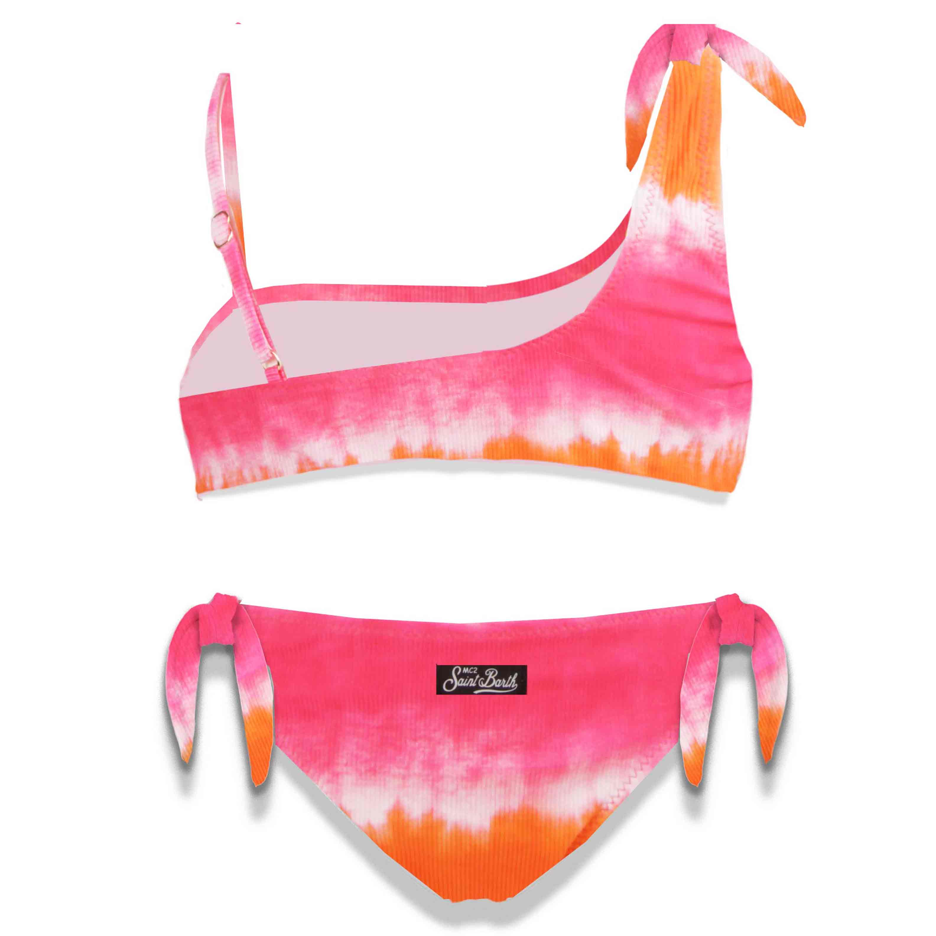 bikini de bebé naranja y fucsia