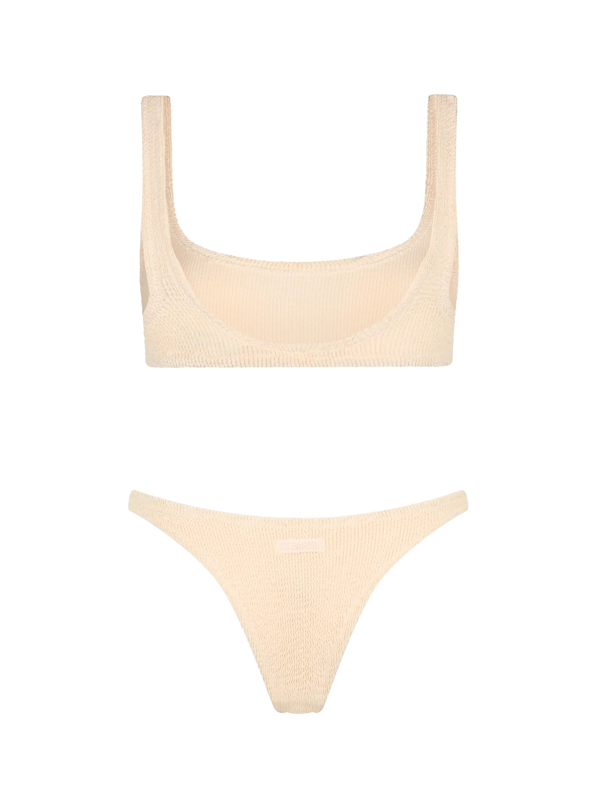 Klassieke beige bralette bikini met kreukels voor dames