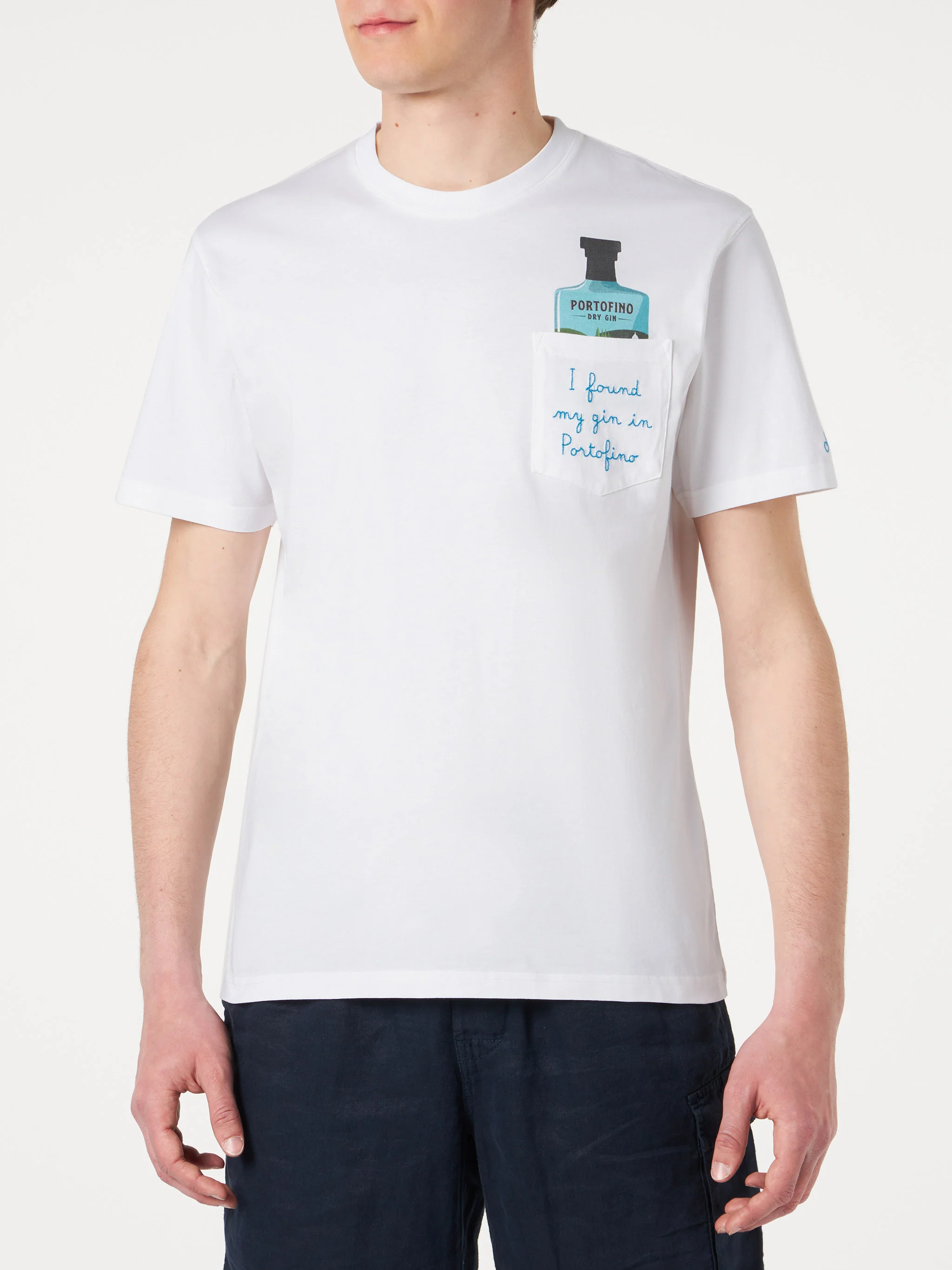 T-shirt da uomo in cotone con ricamo | PORTOFINO DRY GIN EDIZIONE SPEC