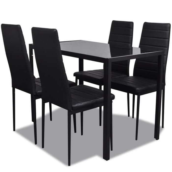 Clarence* Juego de 1 mesa + 4 sillas - SOLOMON - Juego de comedor de cinco piezas, negro y europeo 1502055