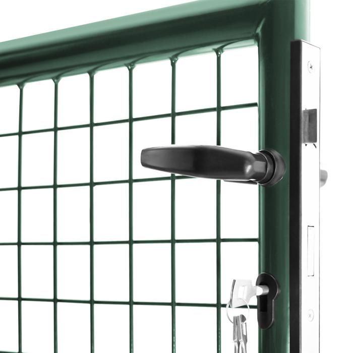 IDMARKET Portillon de jardin 105 x 150 cm en acier vert avec serrure et poignée