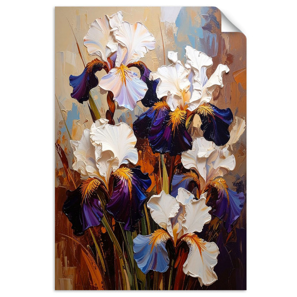 Naklejka na ścianę Feeby Irysy Kwiaty imitacja farby olejnej 20x30