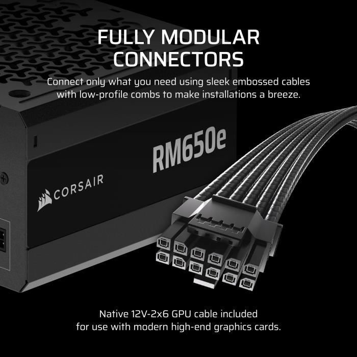 Alimentation PC - CORSAIR - RM650e - 650 Watts - Modulaire - Silencieuse