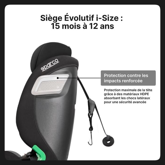 Seggiolino auto Sparco ISOFIX per bambini 76-150 cm, omologato ECE R129