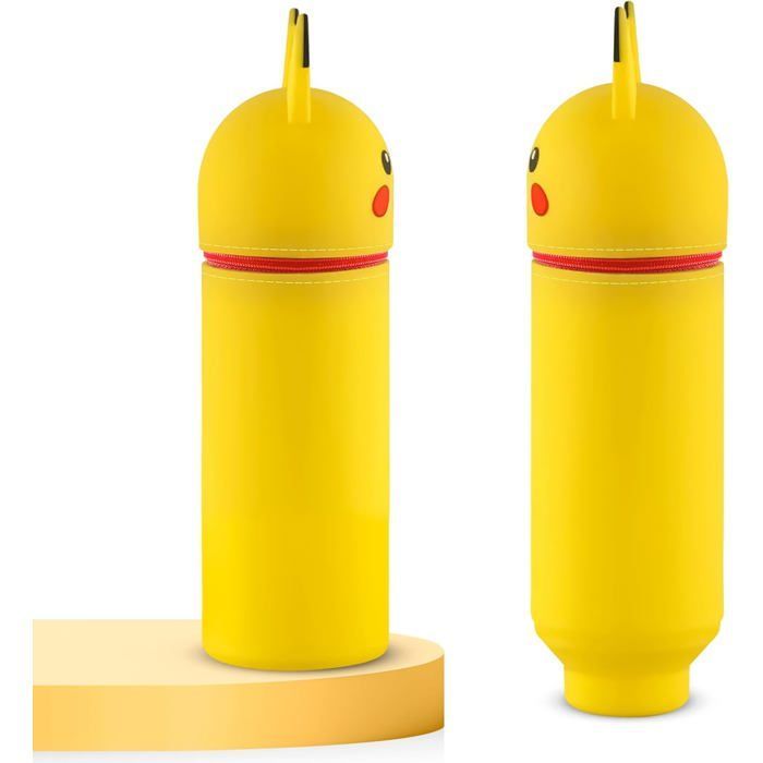 Estuche escolar para niños y niñas, estuche escolar de silicona suave 2 en 1, estuche con cremallera, regalo escolar para niños.