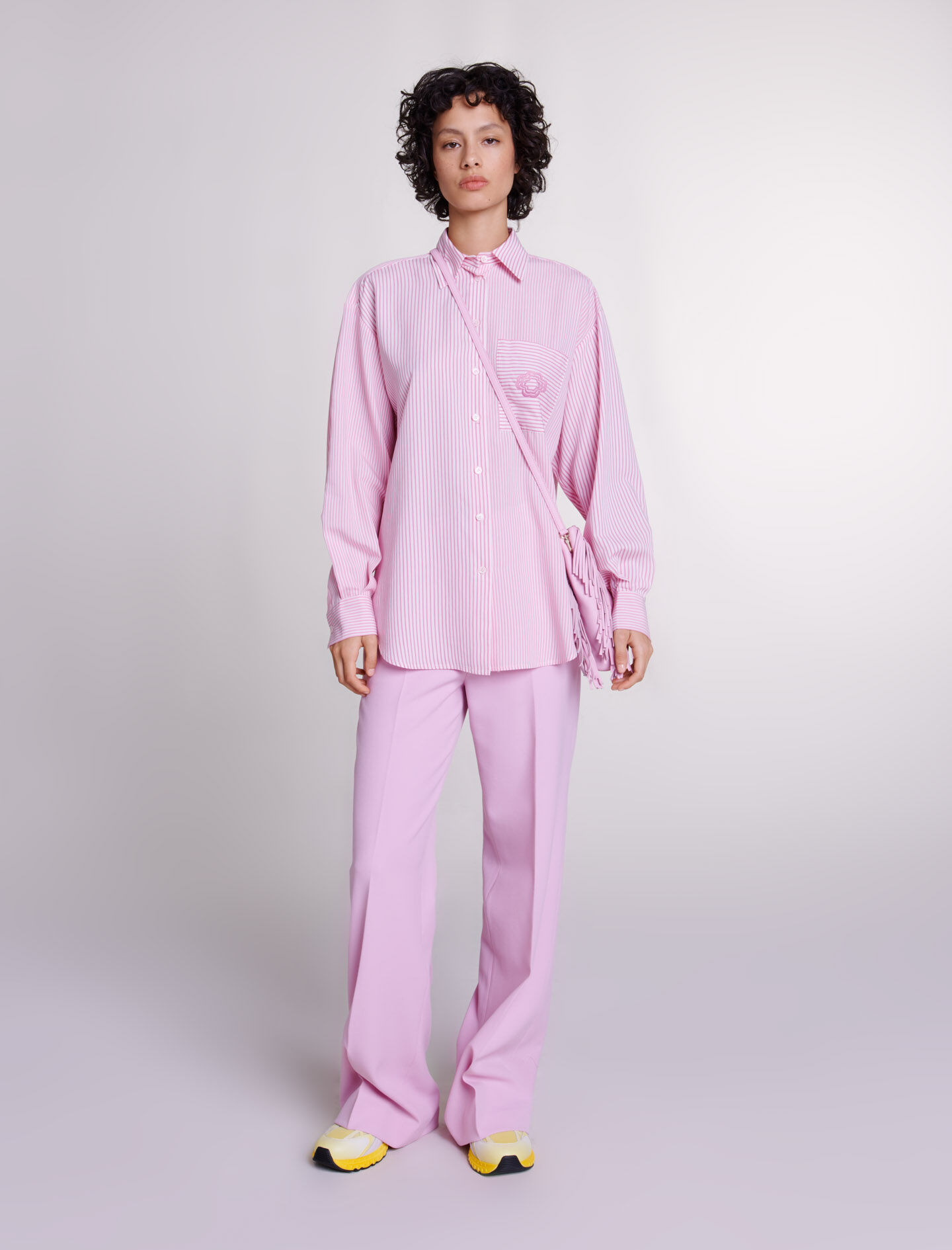 Lange gestreepte blouse - Roze
