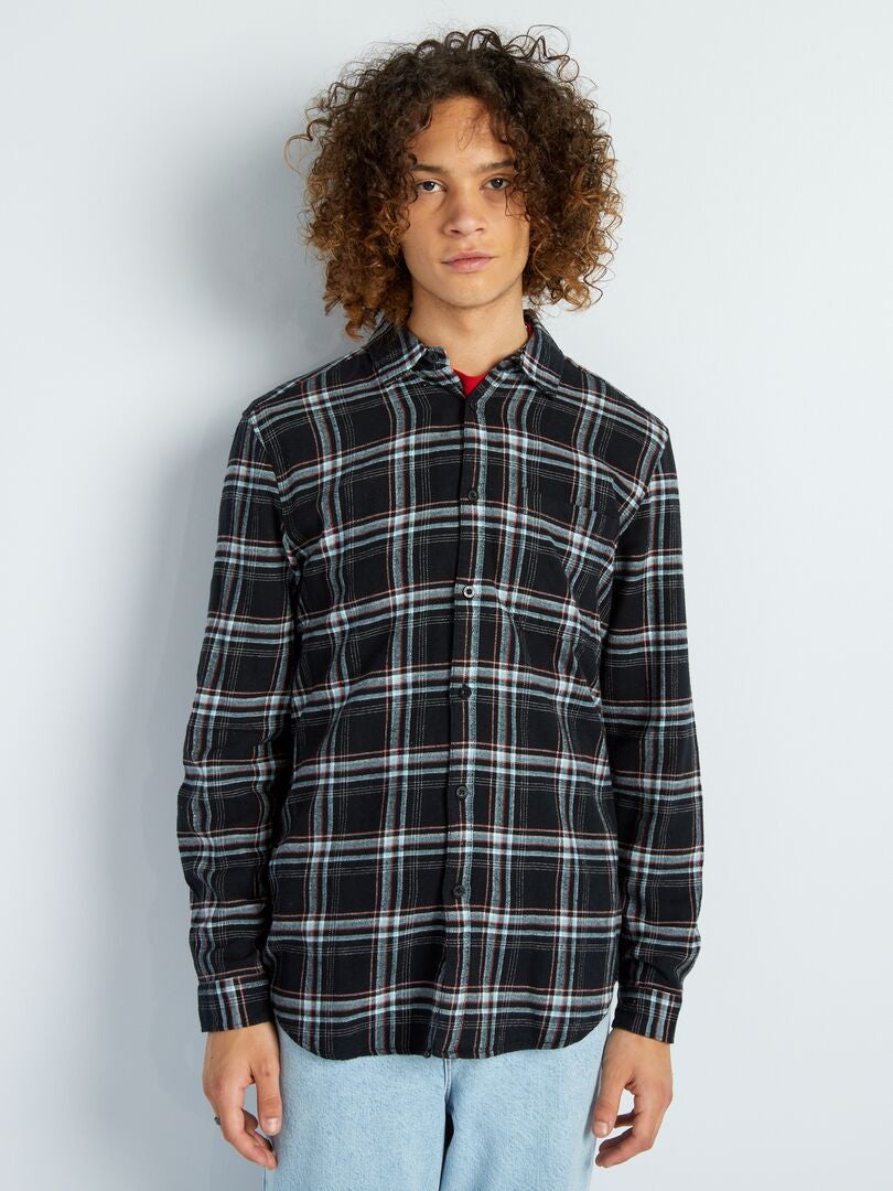 Camisa de flanela xadrez - PRETA