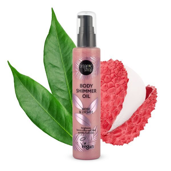 Organic Shop Body Shimmer Oil Rose & Litchi 100ml