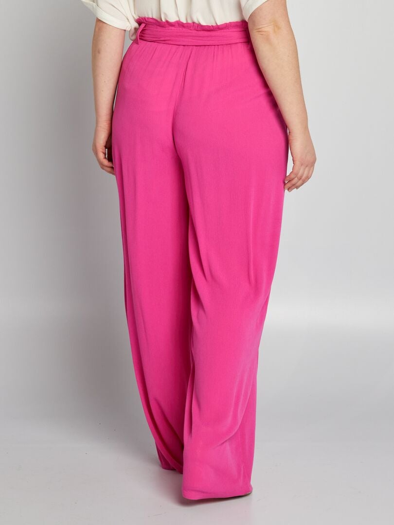 Zachte broek met wijde pijpen - ROZE