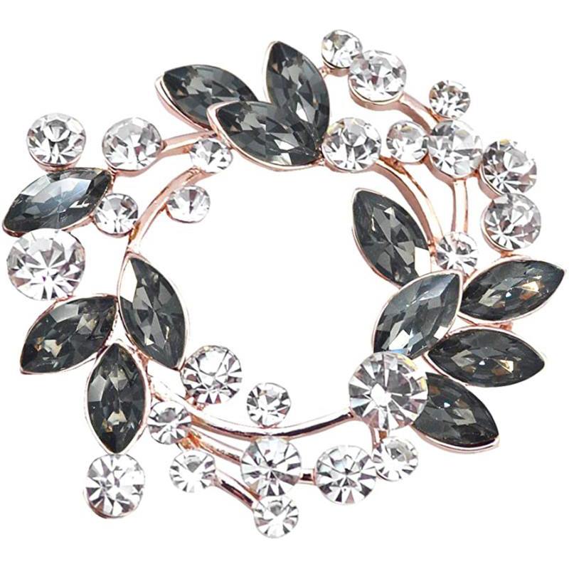 Clear Crystal Rhinestone Floral Wreath Pin Brooch BZ005