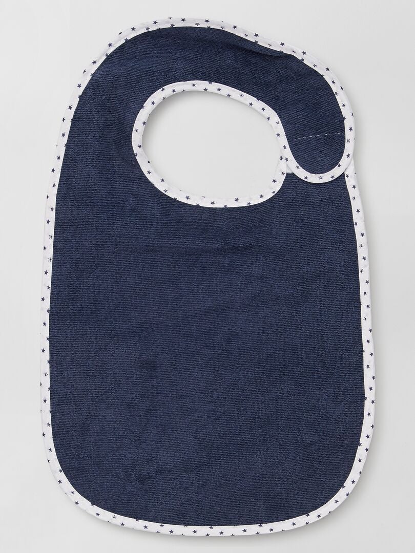 Set van 7 gevoerde badstof slabbetjes - BLAUW