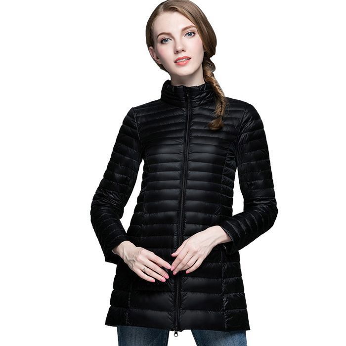 Chaqueta acolchada de invierno para mujer FUNMOON - Corte ajustado, mangas largas, cierre de cremallera, poliéster - Rosa