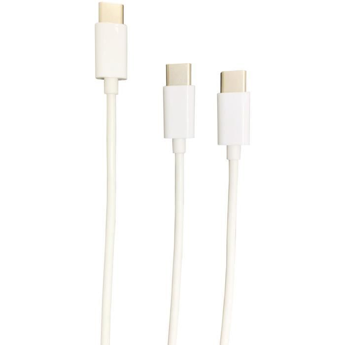 Cable de carga Dual Play para mandos de PS5 - Blanco - STEELPLAY