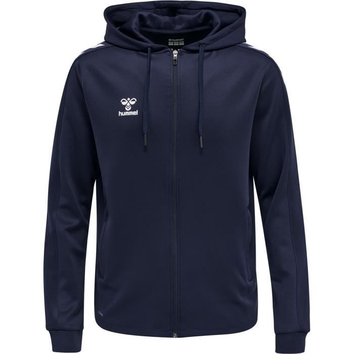 Hummel Men's Zip Sweatshirt - Navy Blue - XL - Water-Resistant Printed Logo and Chevron - Elastic Waistband