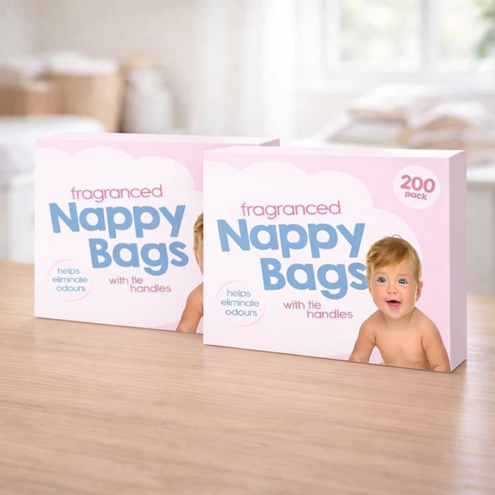 400 Bolsas para pañales coloridas con asas de lazo, perfumadas para eliminar olores, duraderas y a prueba de fugas, ligeras y perfectas para