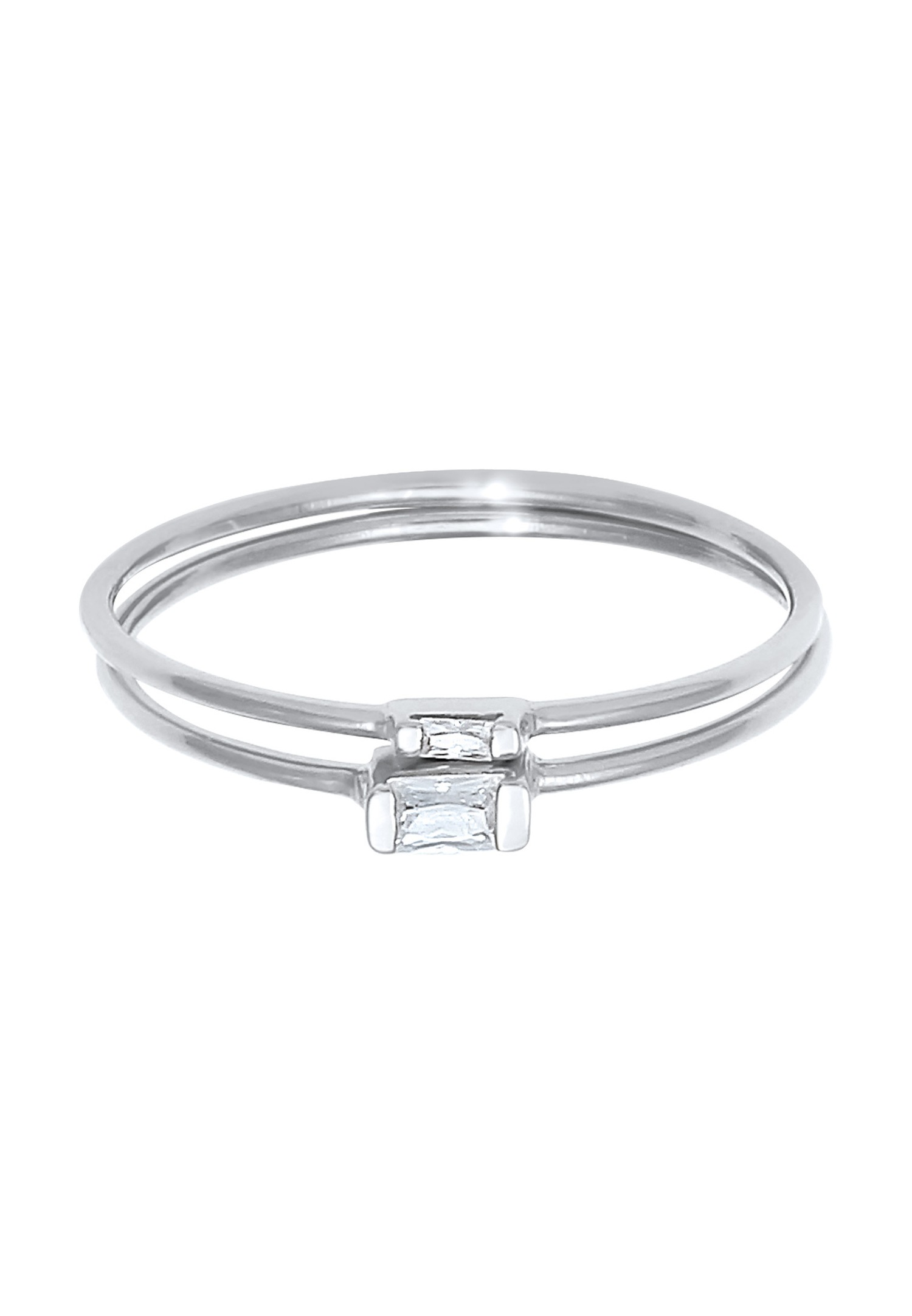 Elli Bague à empiler pour dames en filigrane minimal avec pierres de zircone en argent sterling 925 plaqué or