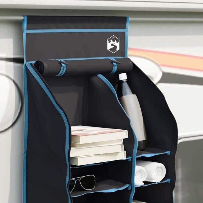 MOT7027 – Hängender Zeltorganizer mit 10 Taschen, Schwarz, 40,5 x 25 x 80 cm