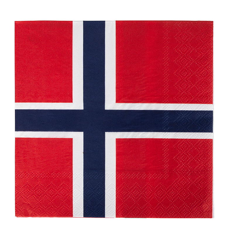 17 maj-servetter med 3 lager och norsk flagga