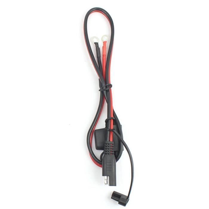 FOXSUR 2 piezas Cable cargador de batería para motocicleta SAE Terminal de anillo de desconexión rápida SAE Enchufe fusible 12V
