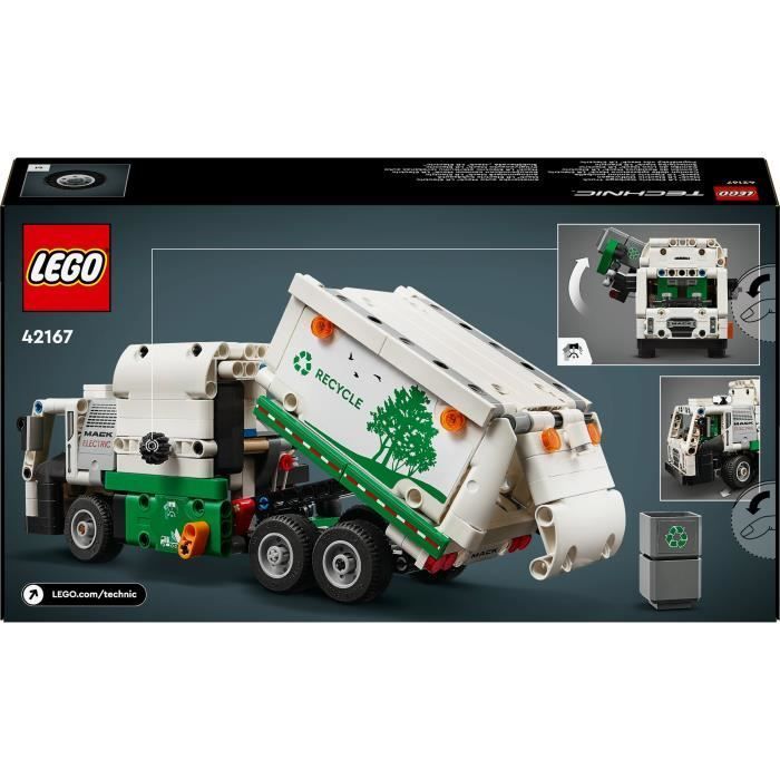 LEGO® 42167 Technic Mack LR Electric Camion Poubelle, Jouet de Camion Électrique, Véhicule de Recyclage
