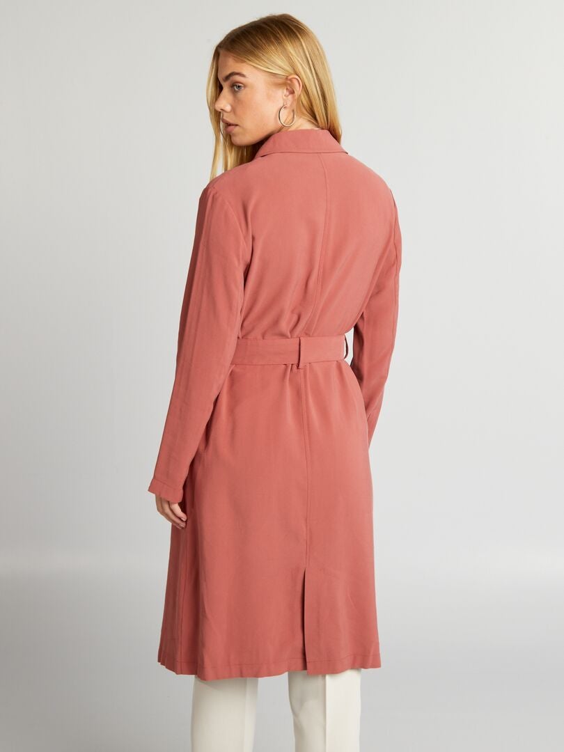Zachte trenchcoat met riem - ROOD