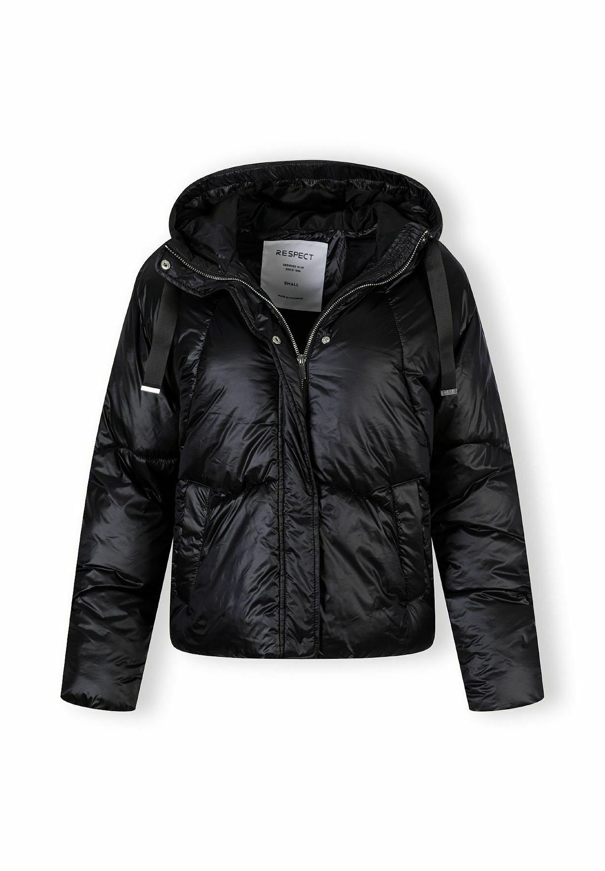 Kurtka zimowa RESPECT QUILTED HOODED ZIP-FRONT - czarna