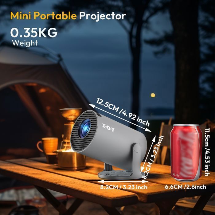 Mini-videoprojektori, tukee 4K- ja 8K-tarkkuutta, Android 14, WiFi 6, BT5.4-videoprojektori, 12000 lumenia, automaattinen keystone-projektori - harmaa
