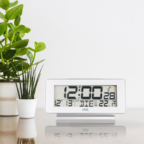 Digital DCF radio alarm clock, white