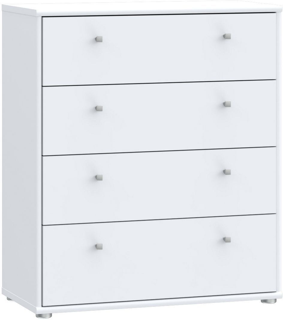 Commode TEMPRA 4 Tiroirs - Décor blanc – L 73,7 × P 34,8 × H 85,5 cm
