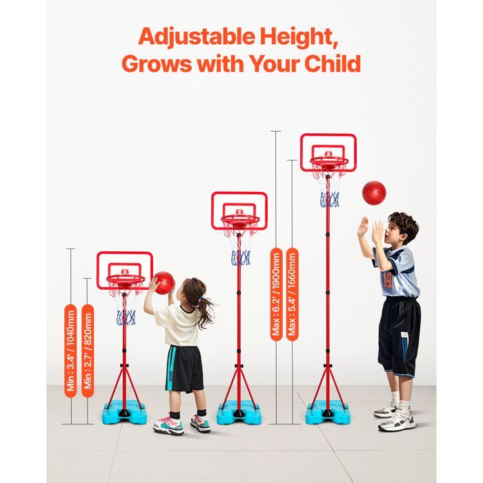 Aro de baloncesto DUOKU - Ajustable - Portátil - Base recargable - Para niños de 3 a 8 años