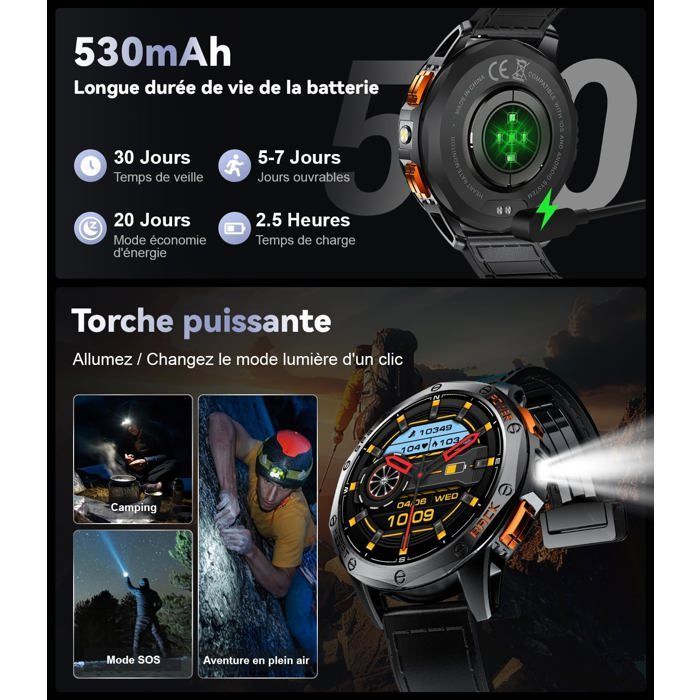 Smartwatch - ZIG-ZAG TERRITOIRES - HIRREO 2025 - GPS integrato - Resistenza all'acqua fino a 10 ATM - Durata della batteria fino a 30 giorni