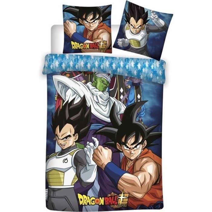 Parure de Lit - DRAGON BALL Z - Dragon Ball Super - 140x200 cm - Lavable en machine - Enfant