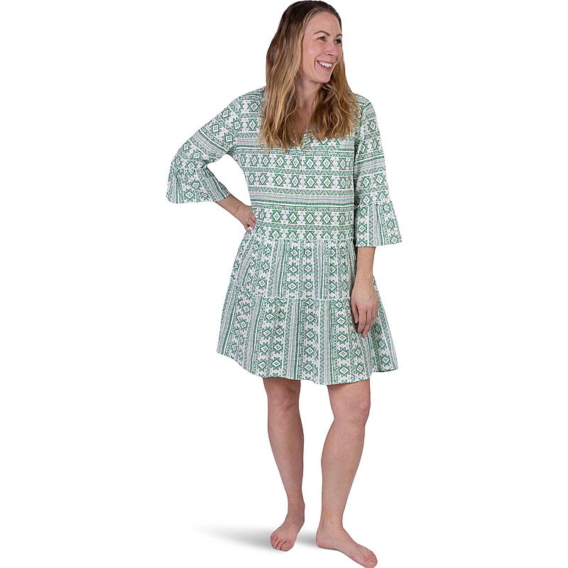 Kjole størrelse S-XXL grøn aztekisk