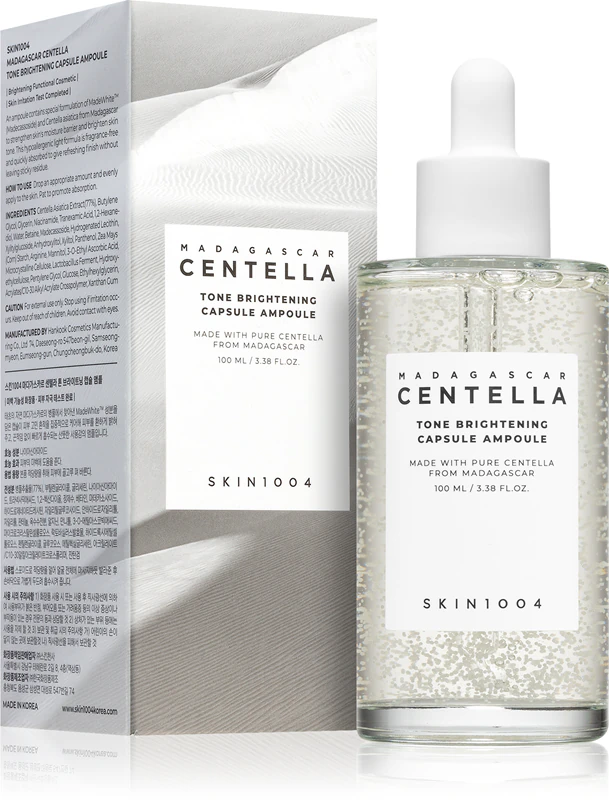 SKIN1004 Madagascar Centella Tone Brightening Capsule Ampoule sérum hidratante para iluminar e suavizar a pele.