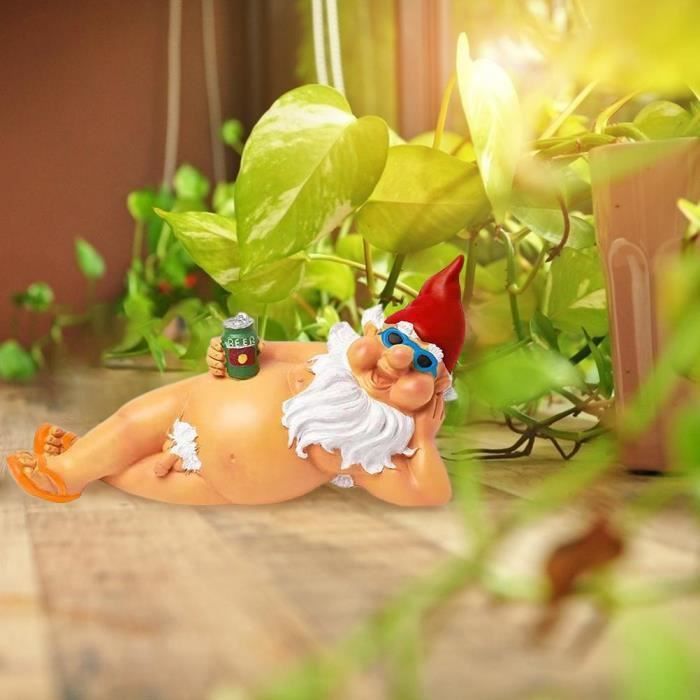 ZERONE Statue de Jardin Nain Goblin Rigolo en Résine pour Décoration Jardin