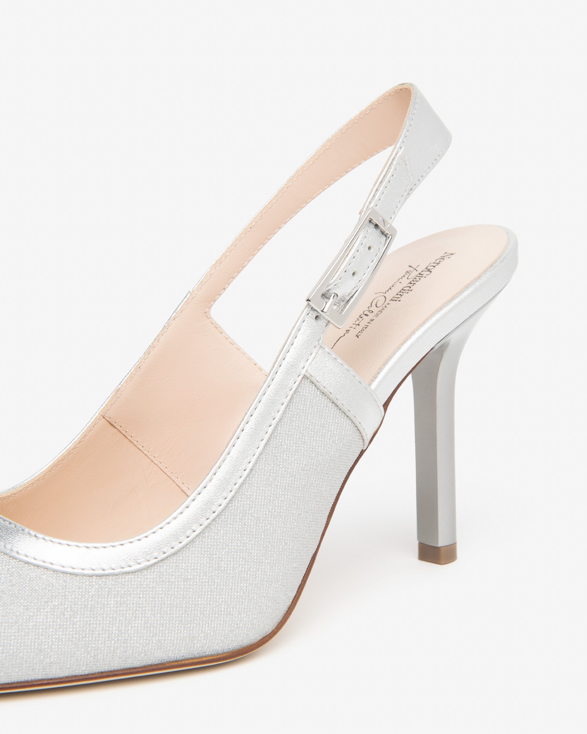  Damen-Slingback aus Stoff und Leder
