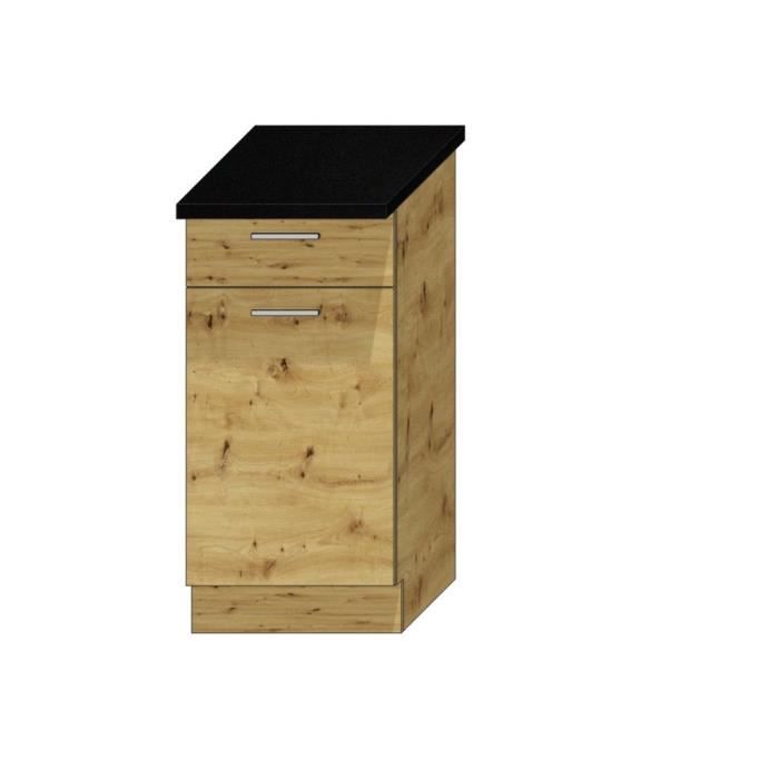 Cucina completa Mila a 7 pezzi in rovere artigianale con piano di lavoro incluso - Lunghezza 180-240 cm